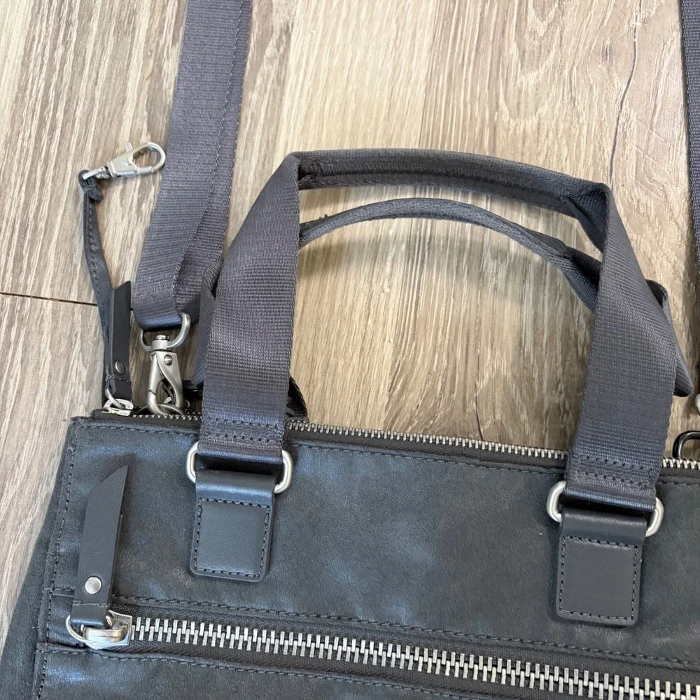 Kipling Charcoal Gray Crossbody Satchel‎ Bag Coated Nylon Monkey Travel 11x8x4